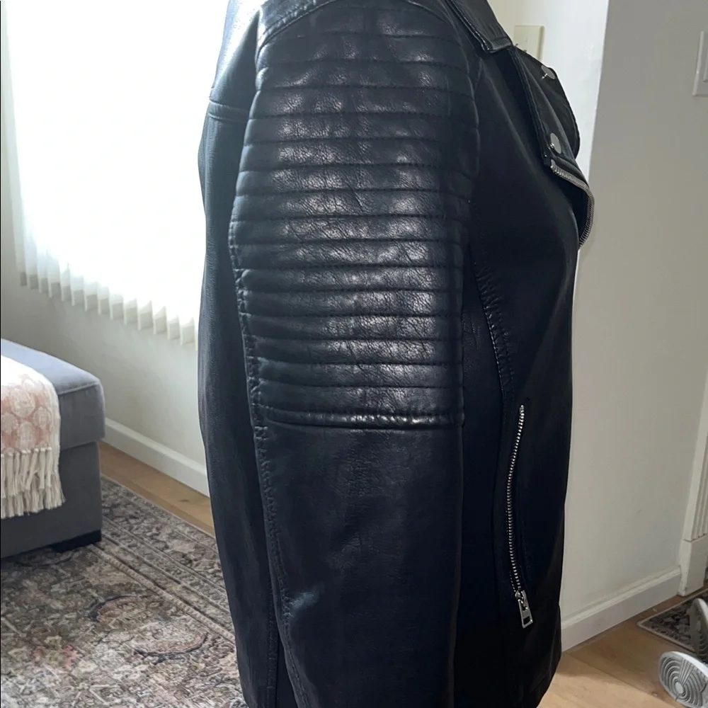Topshop Black faux leather Moto Jacket - Picture 4 of 9